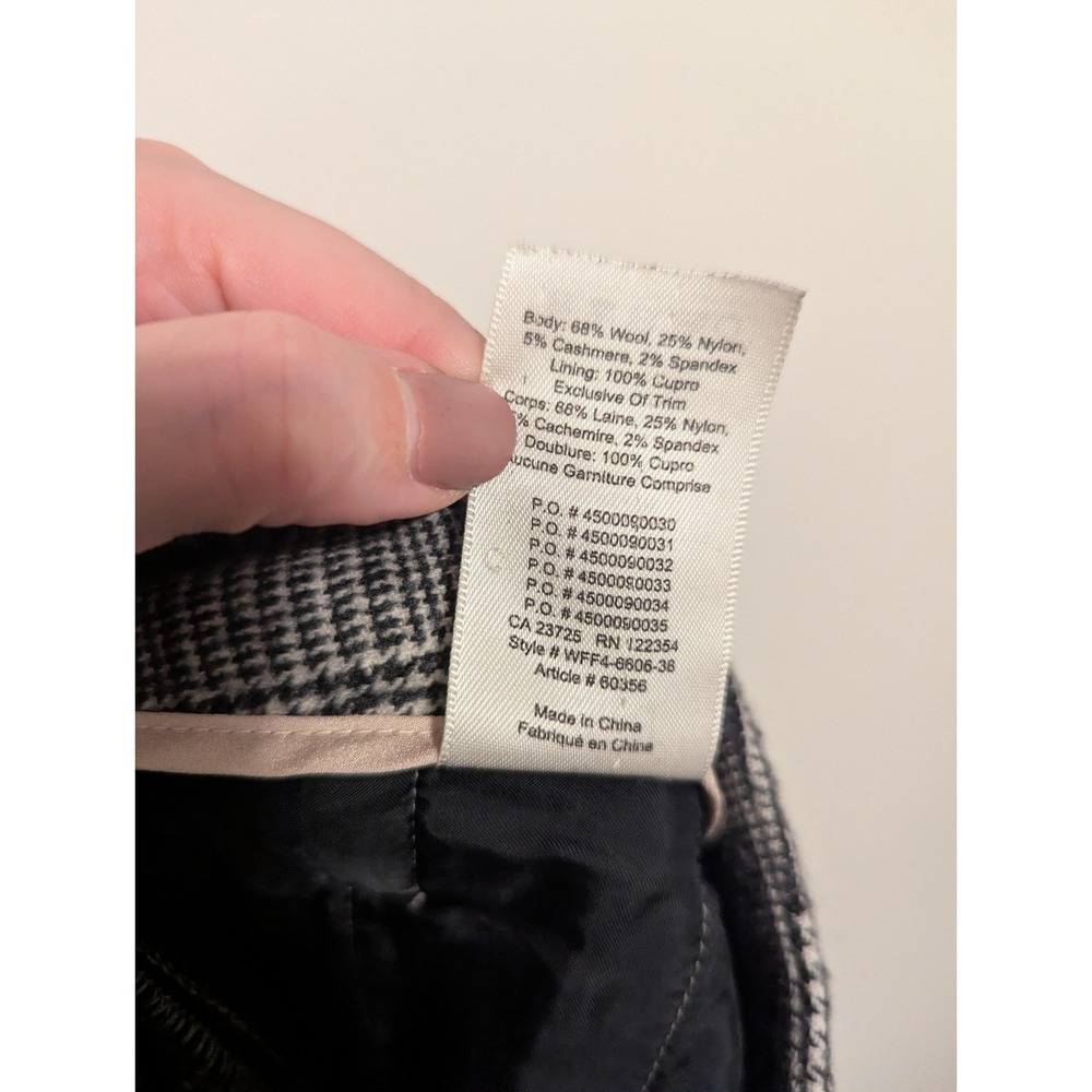 Aritzia Wilfred Wool Cashmere Trouser Dress Pants Gray Tapered Plaid Womens Sz 6 - Picture 8 of 8